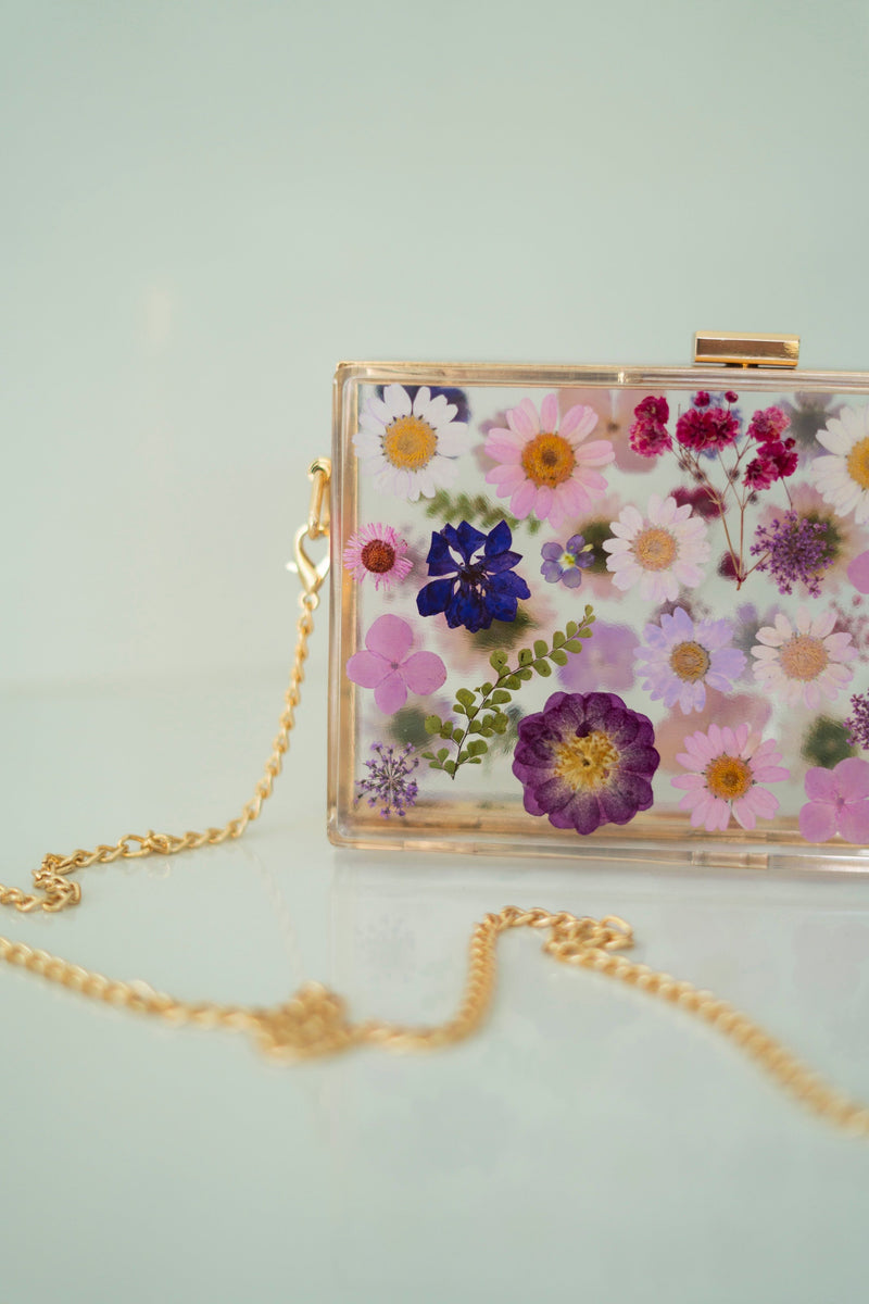 PURPLE FLORAL CLUTCH