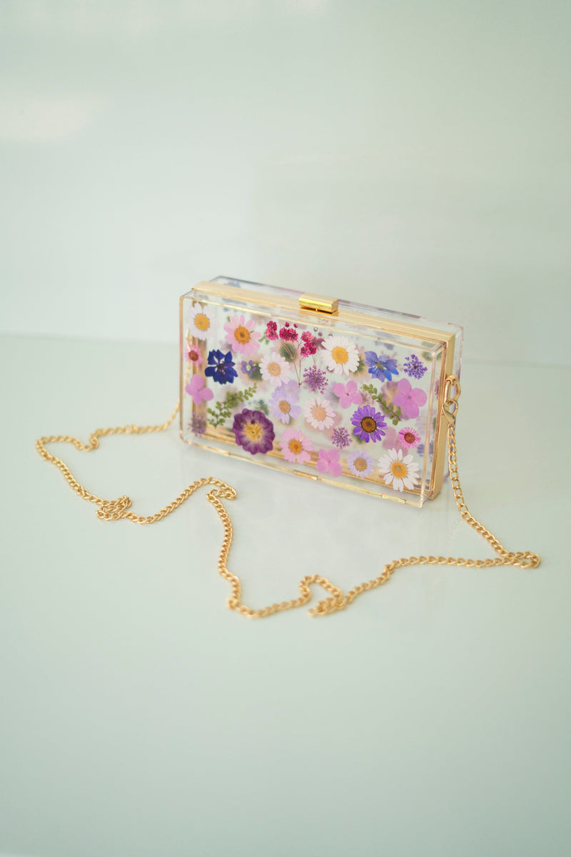 PURPLE FLORAL CLUTCH