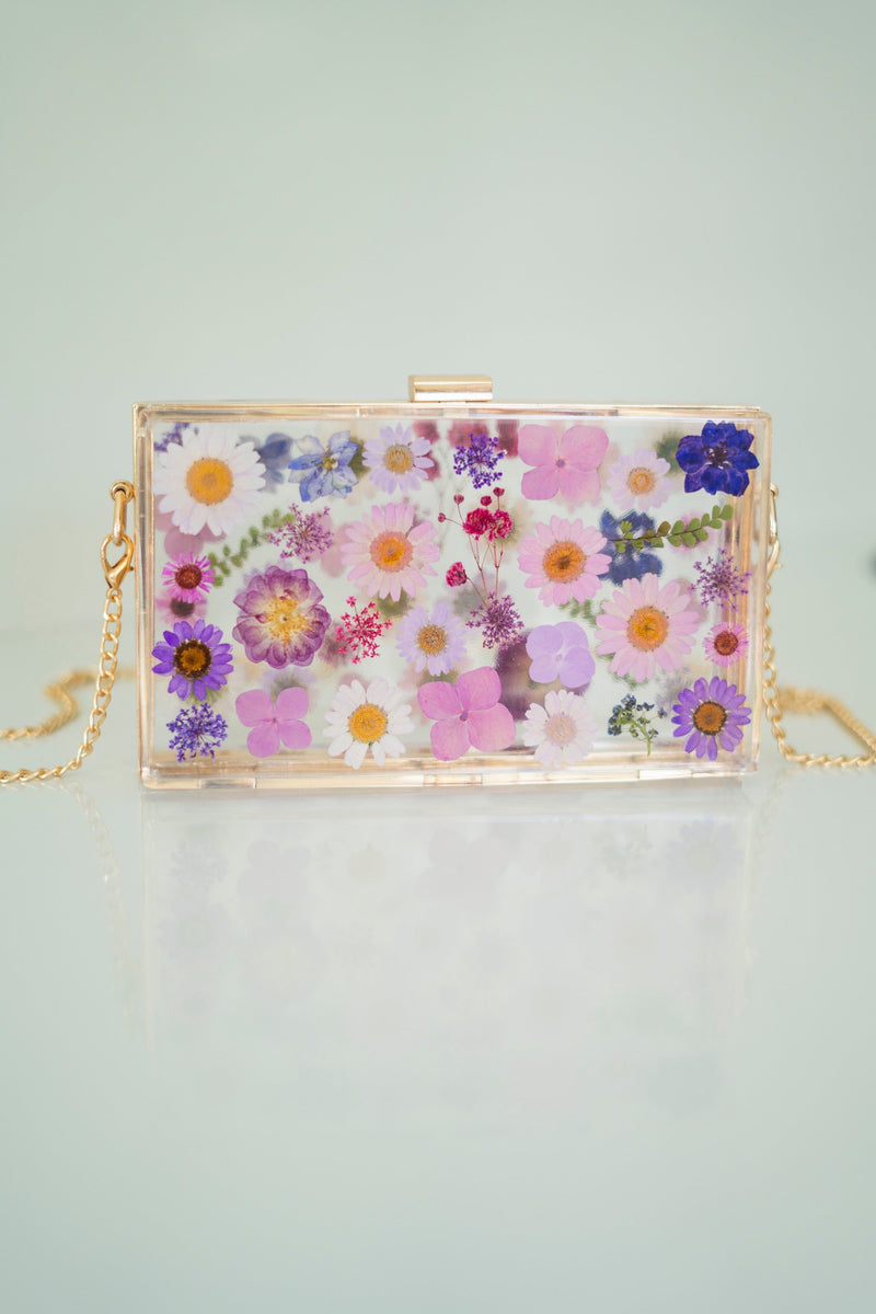 PURPLE FLORAL CLUTCH