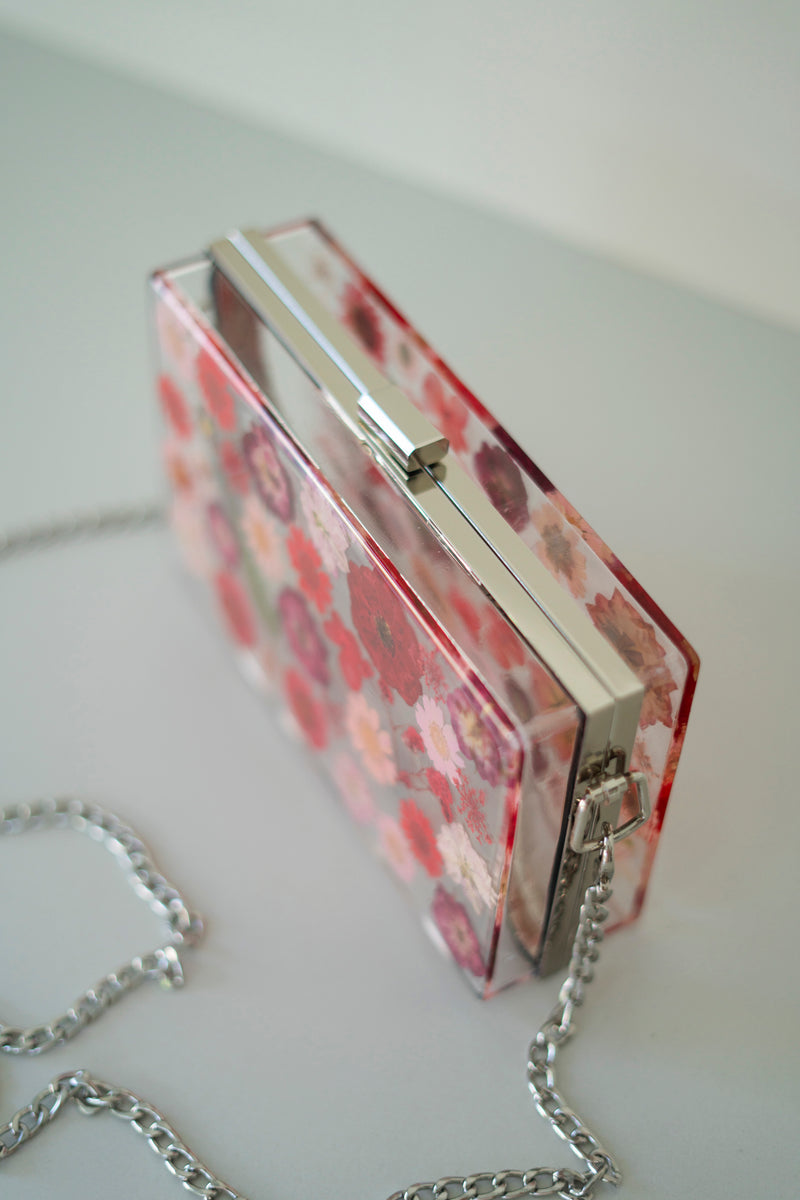 RED/PINK FLORAL CLUTCH