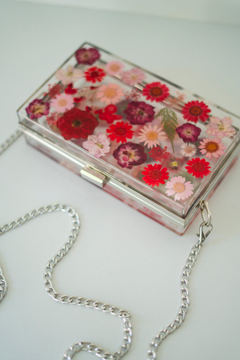 RED/PINK FLORAL CLUTCH