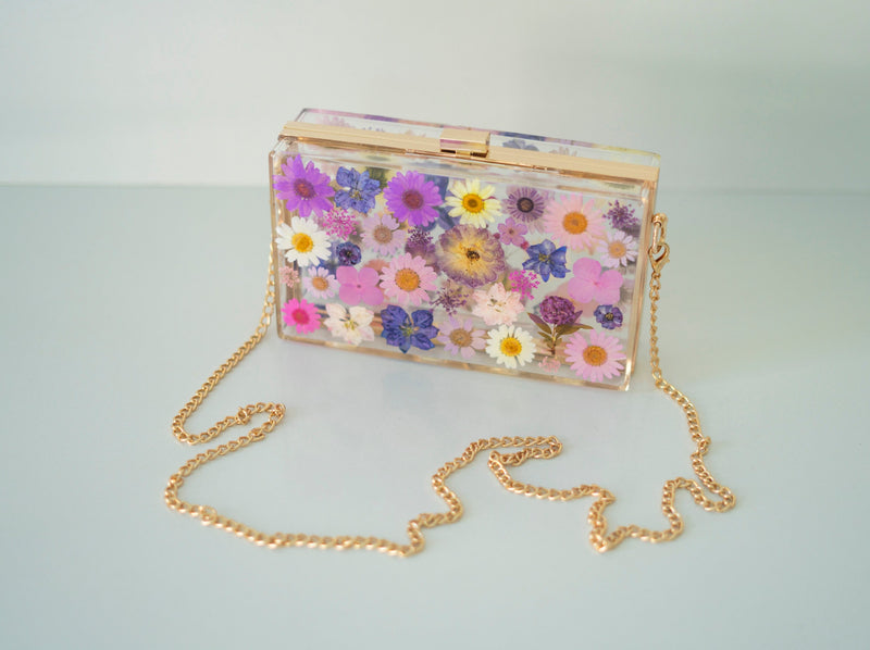 PURPLE/PINK FLORAL CLUTCH