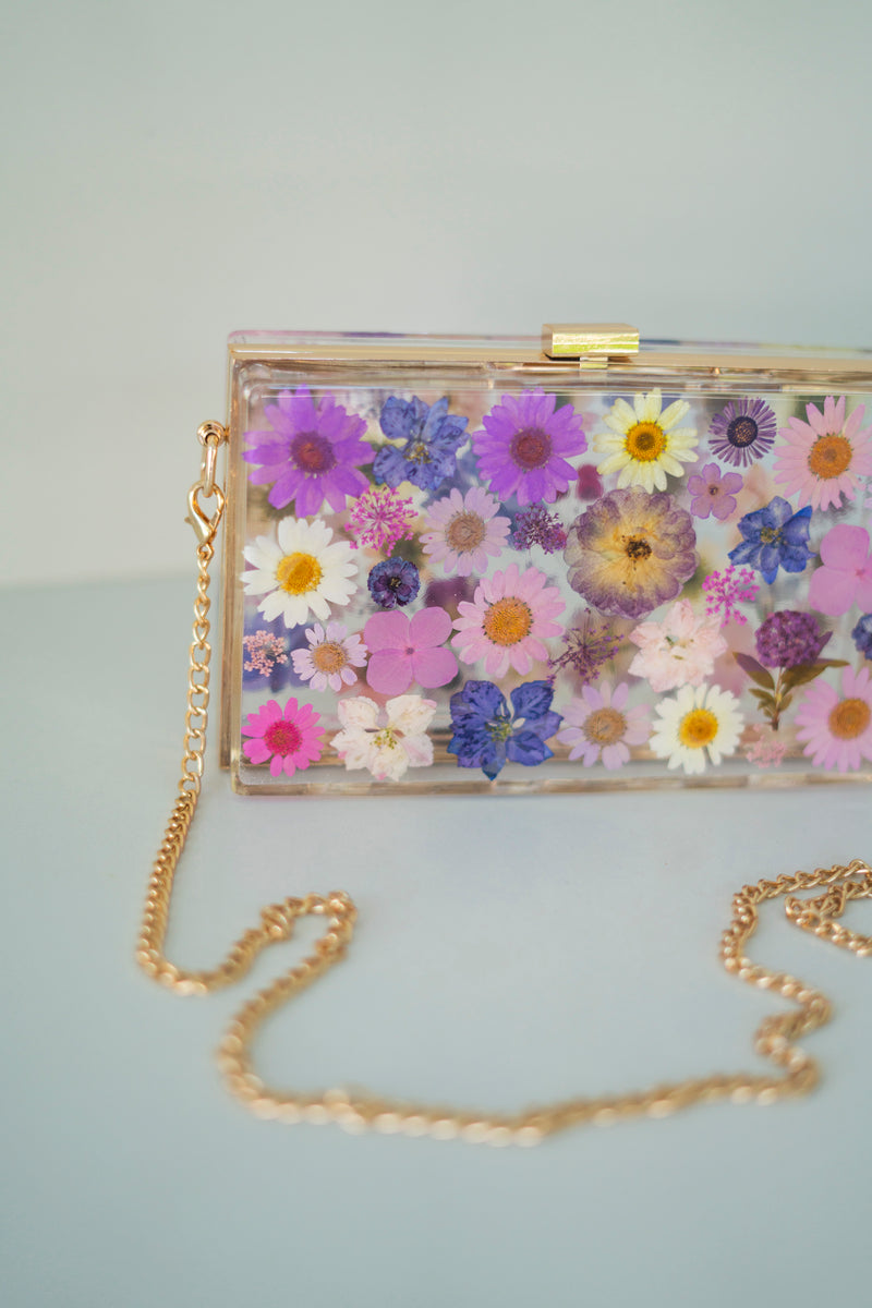 PURPLE/PINK FLORAL CLUTCH