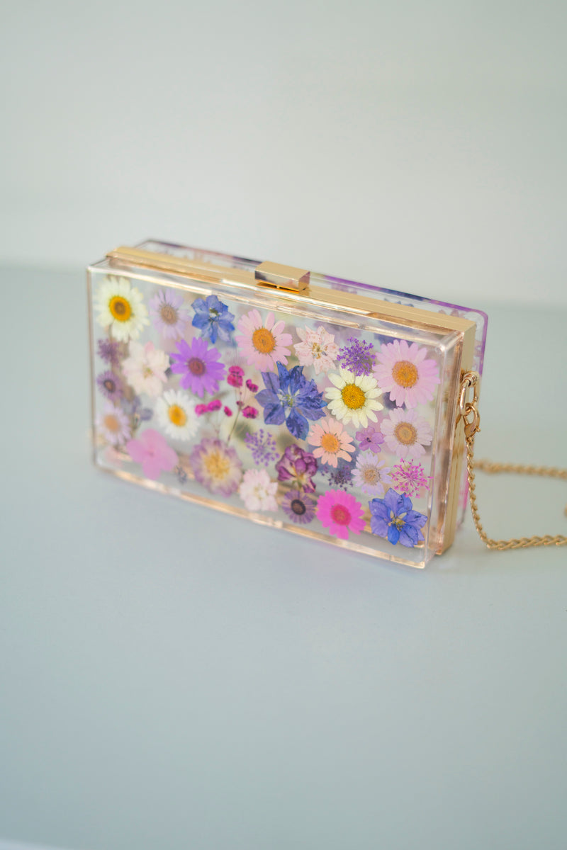 PURPLE/PINK FLORAL CLUTCH