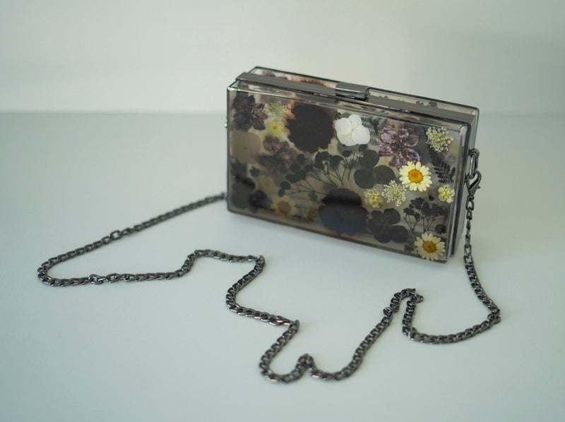 BLACK FLORAL CLUTCH