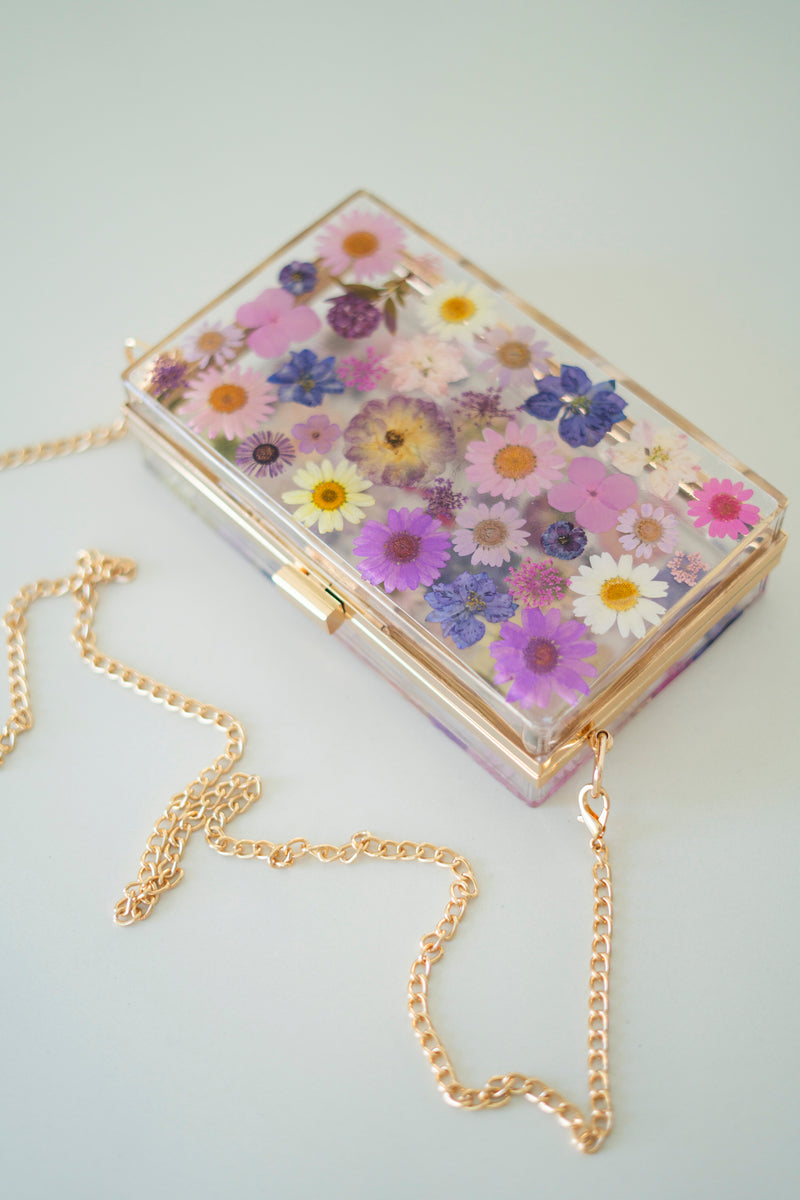 PURPLE/PINK FLORAL CLUTCH