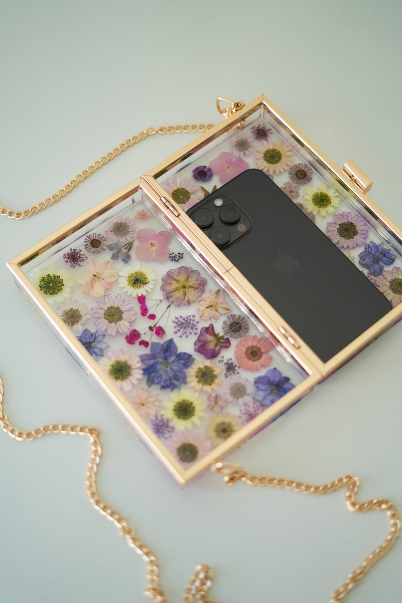 PURPLE/PINK FLORAL CLUTCH