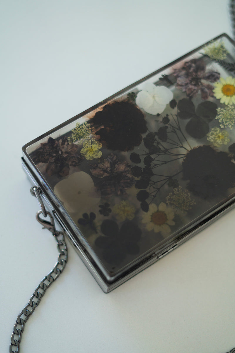 BLACK FLORAL CLUTCH