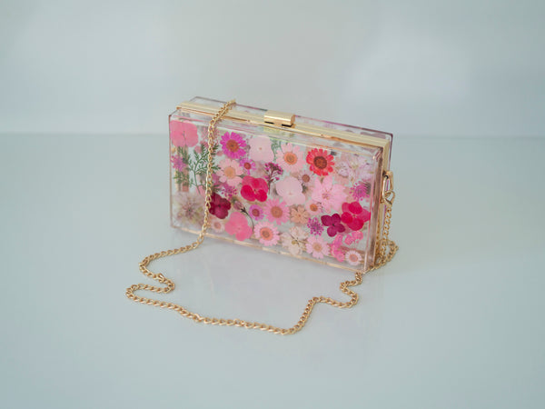 FUCHSIA FLORAL CLUTCH