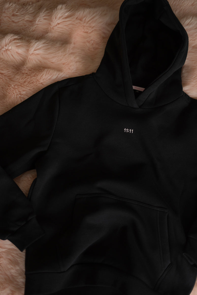 11:11 BLACK HOODIE