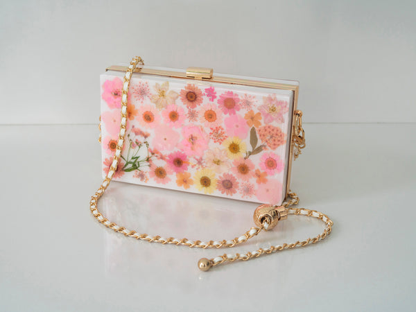 PINK SPARKLE FLORAL CLUTCH