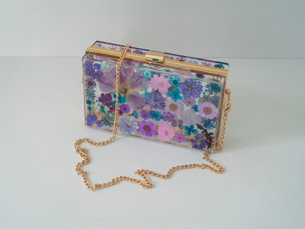 PURPLE/BLUE FLORAL CLUTCH