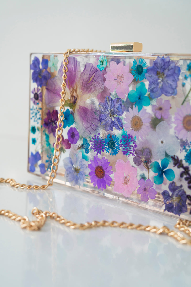 PURPLE/BLUE FLORAL CLUTCH