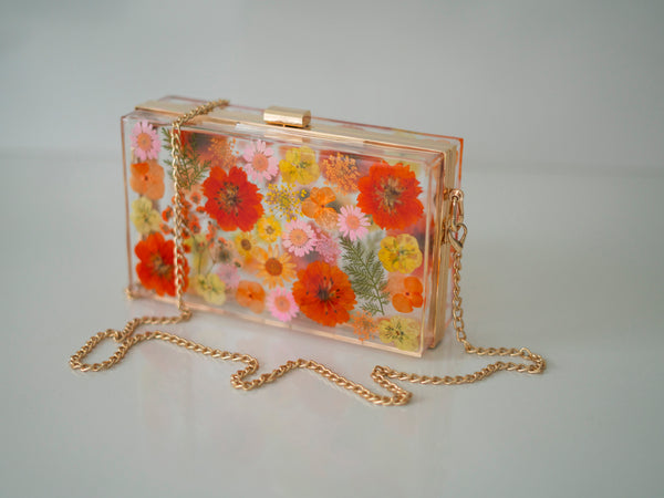 ORANGE/PINK FLORAL CLUTCH