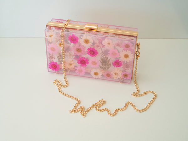 PINK UNICORN FLORAL CLUTCH