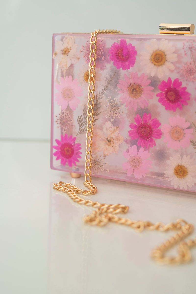 PINK UNICORN FLORAL CLUTCH