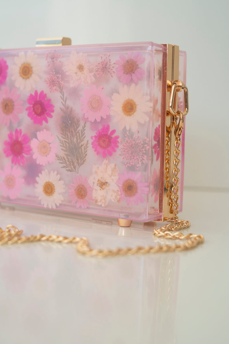 PINK UNICORN FLORAL CLUTCH