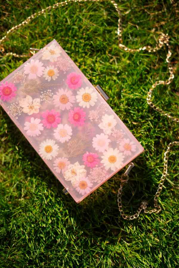 PINK UNICORN FLORAL CLUTCH