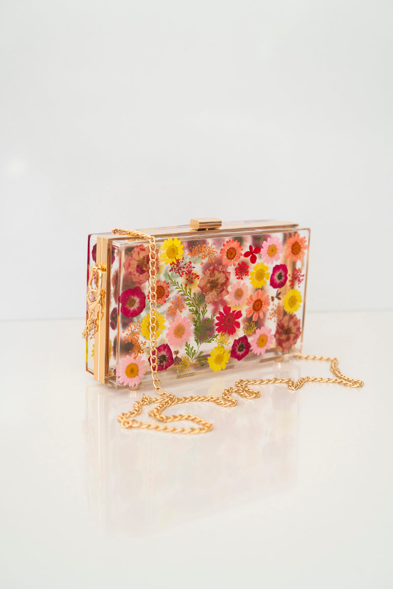 RED/YELLOW FLORAL CLUTCH