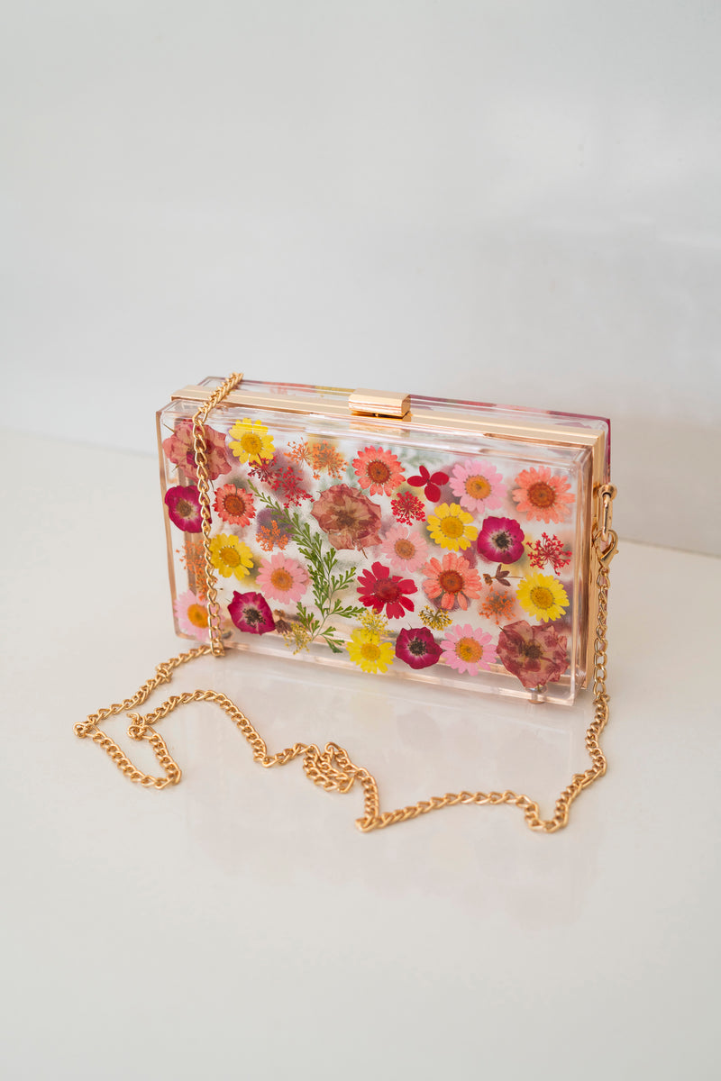 RED/YELLOW FLORAL CLUTCH