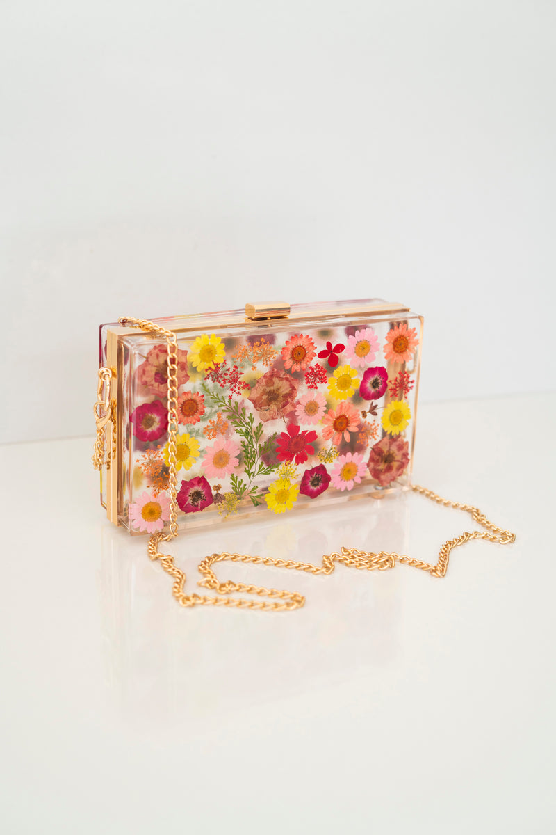 RED/YELLOW FLORAL CLUTCH