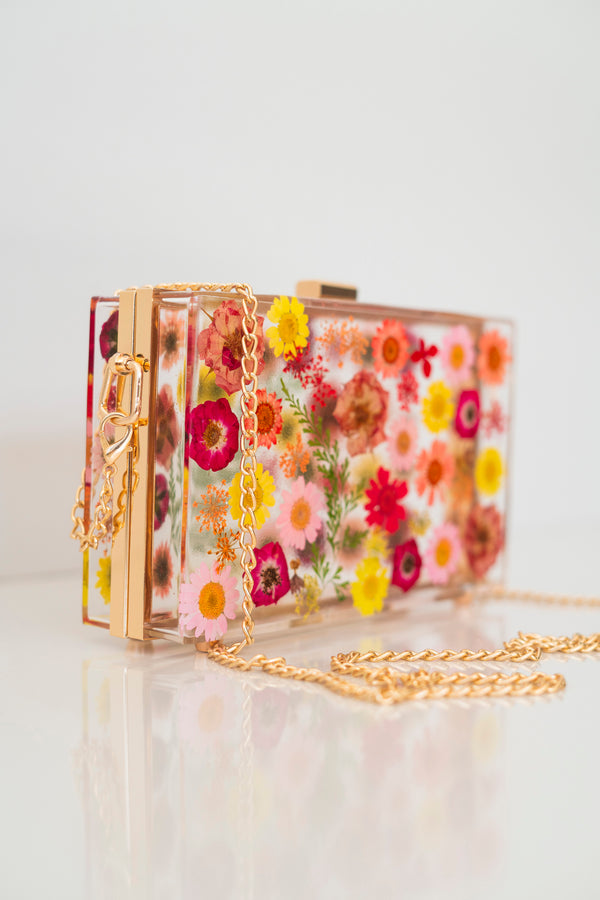 RED/YELLOW FLORAL CLUTCH