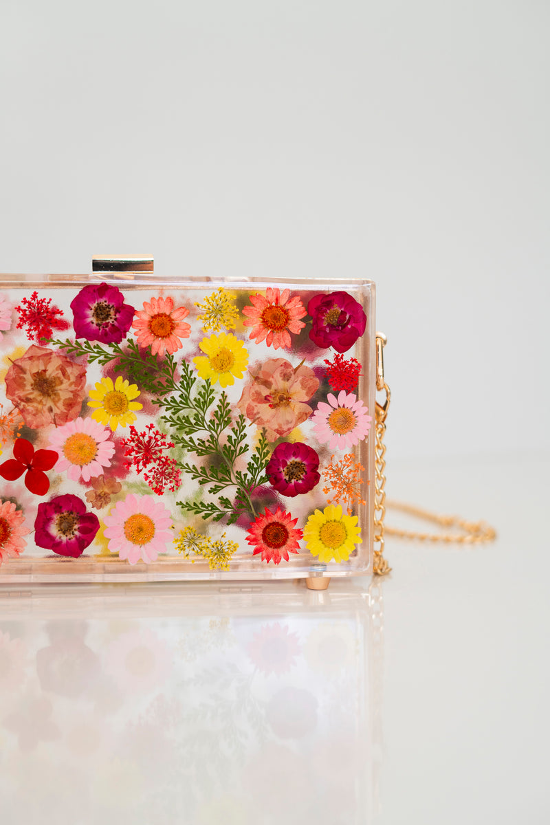 RED/YELLOW FLORAL CLUTCH