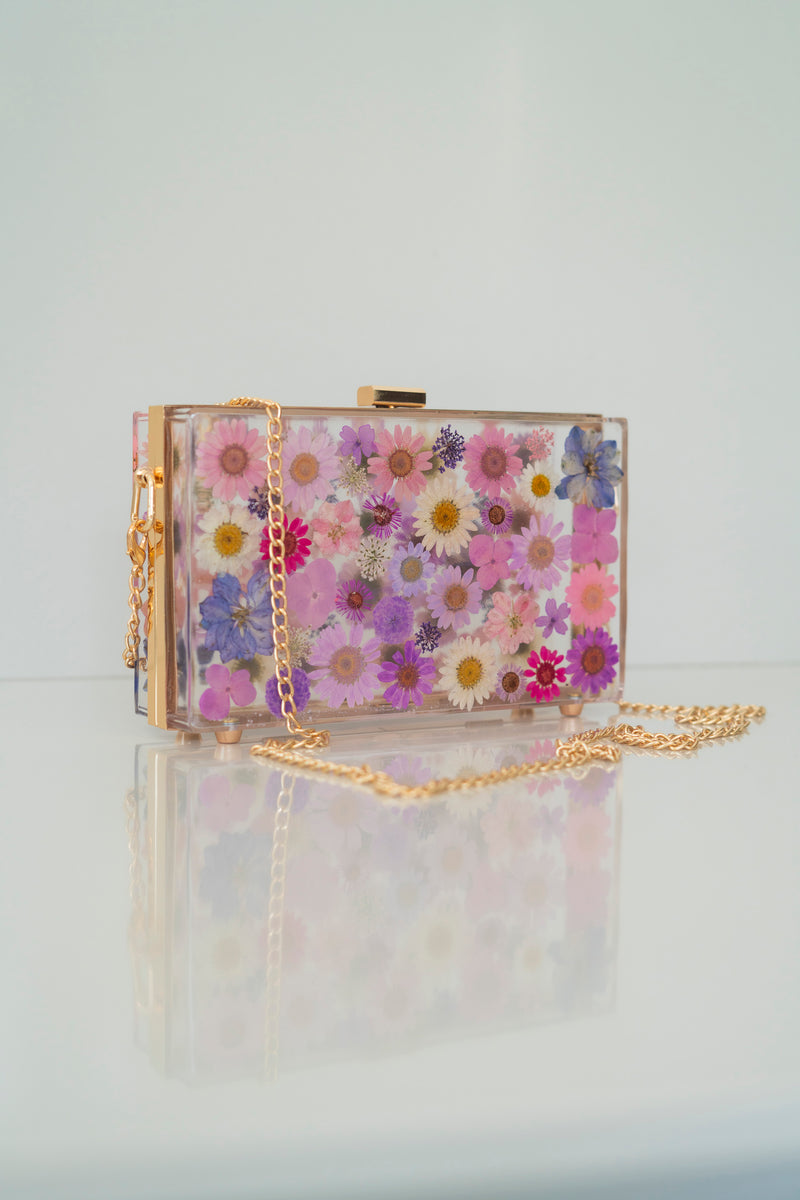 PURPLE FLORAL CLUTCH
