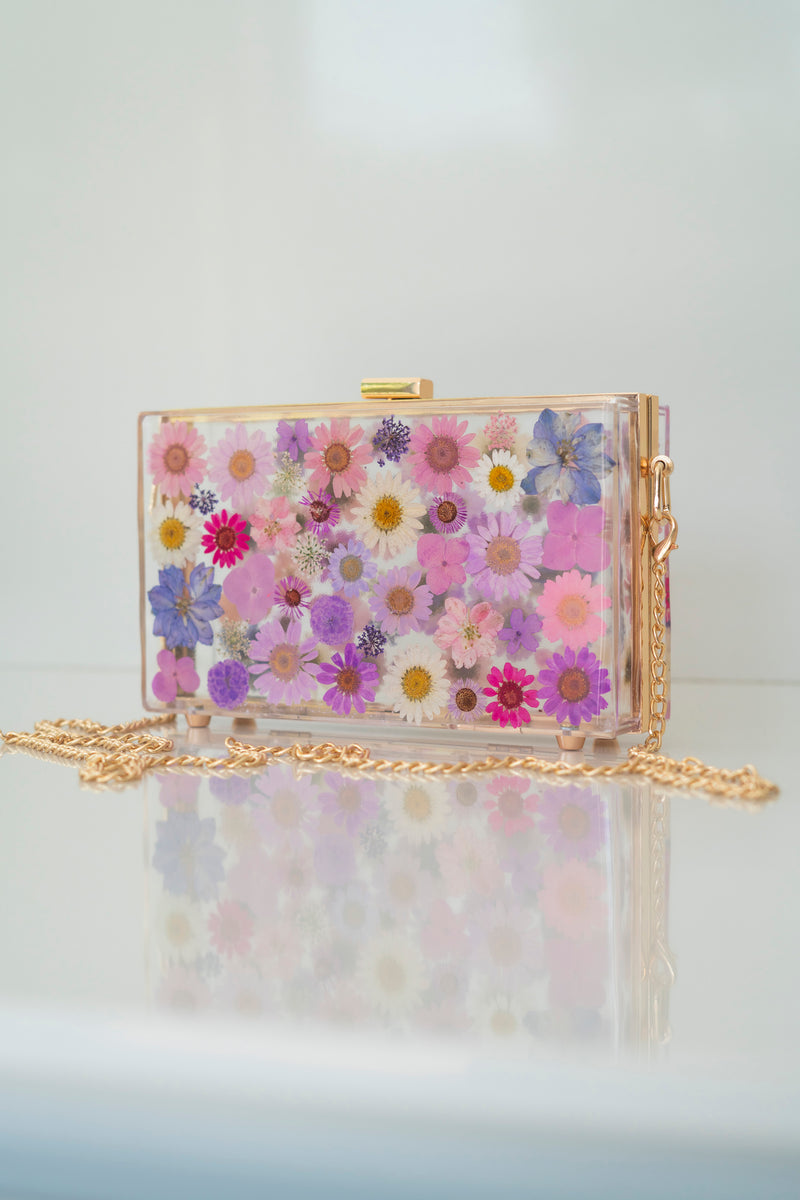PURPLE FLORAL CLUTCH