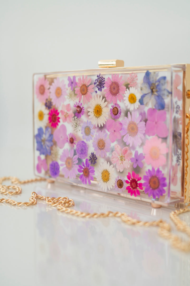 PURPLE FLORAL CLUTCH