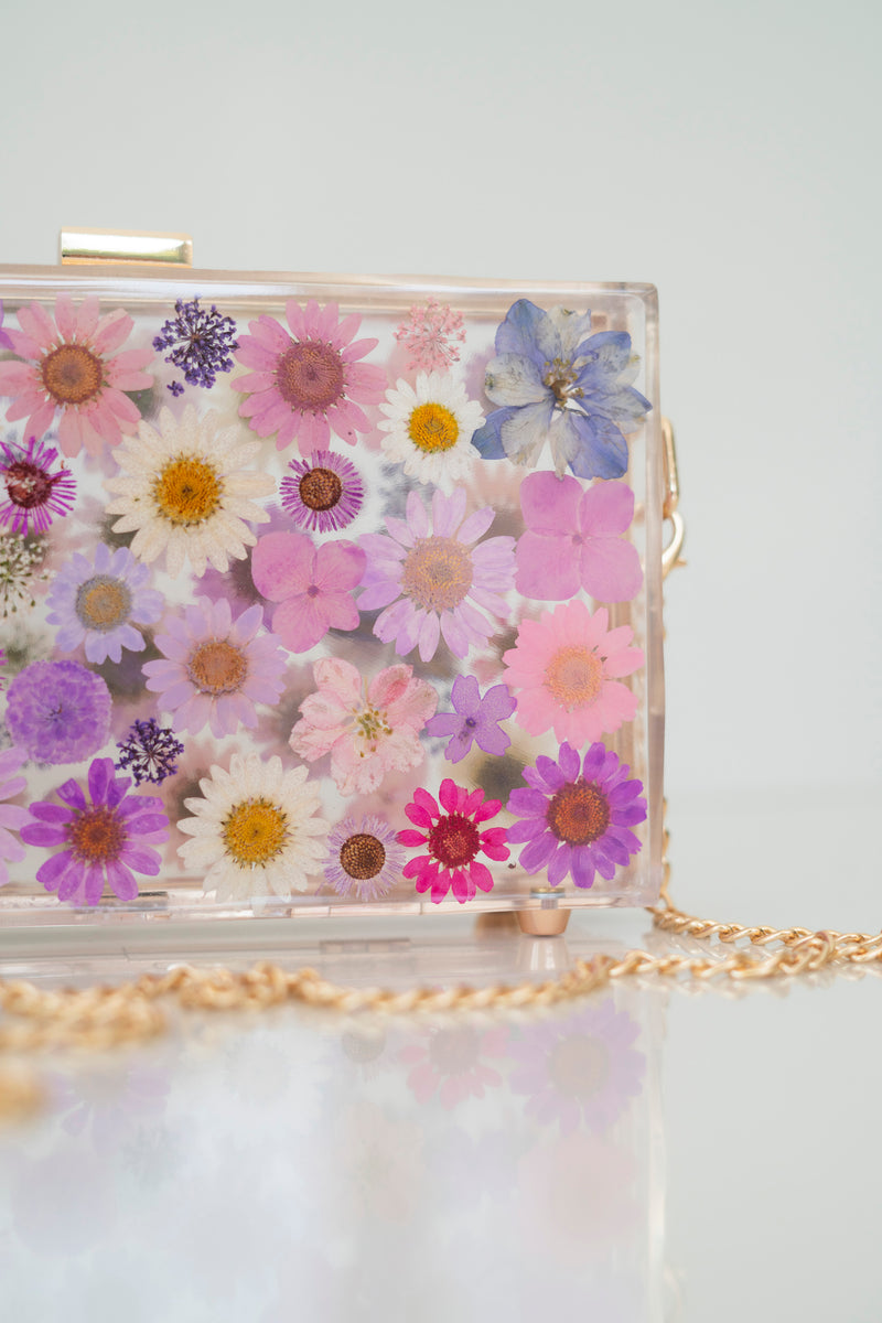 PURPLE FLORAL CLUTCH