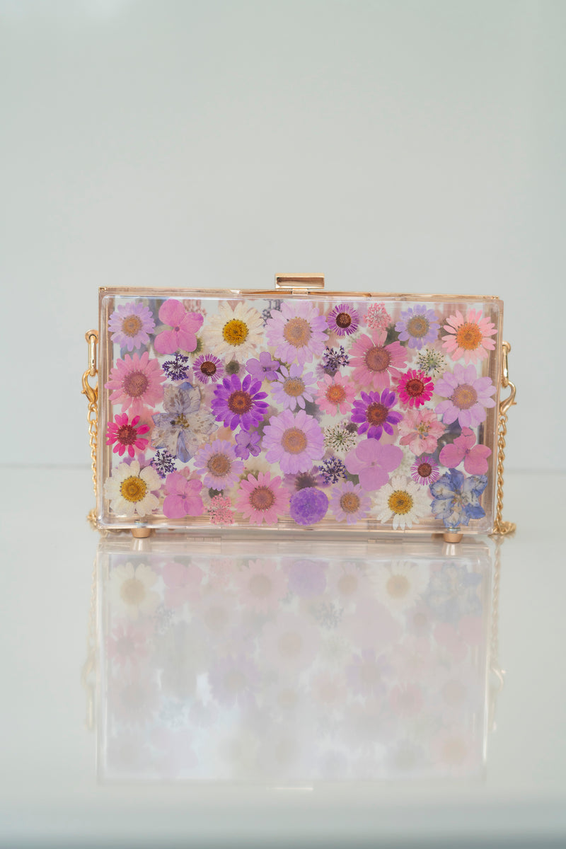 PURPLE FLORAL CLUTCH