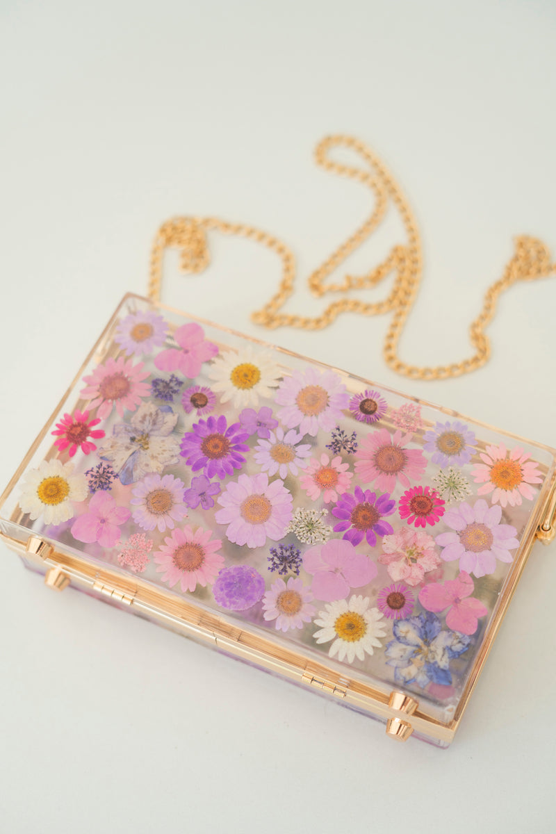 PURPLE FLORAL CLUTCH