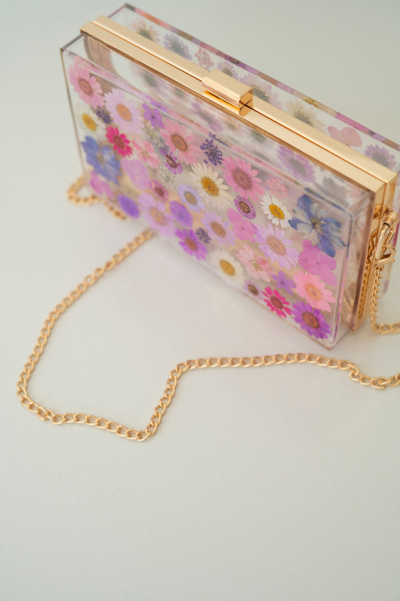 PURPLE FLORAL CLUTCH