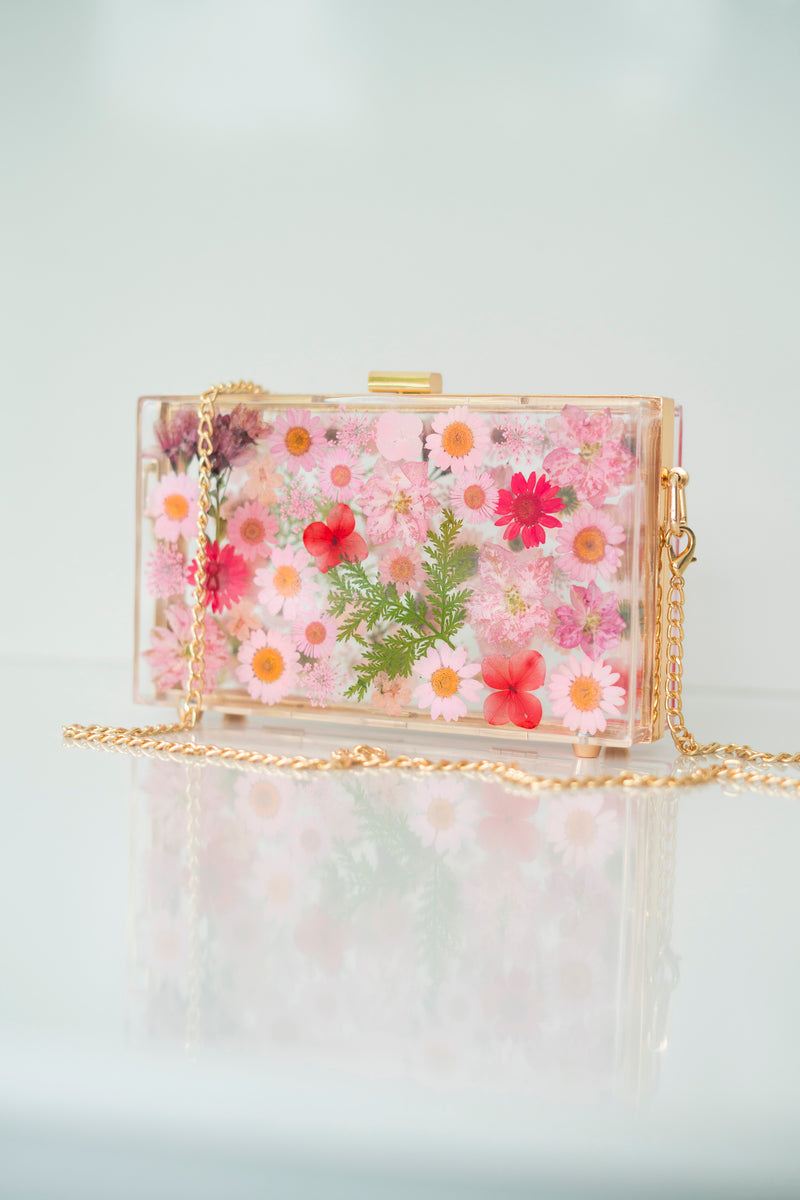 PINK FLORAL CLUTCH