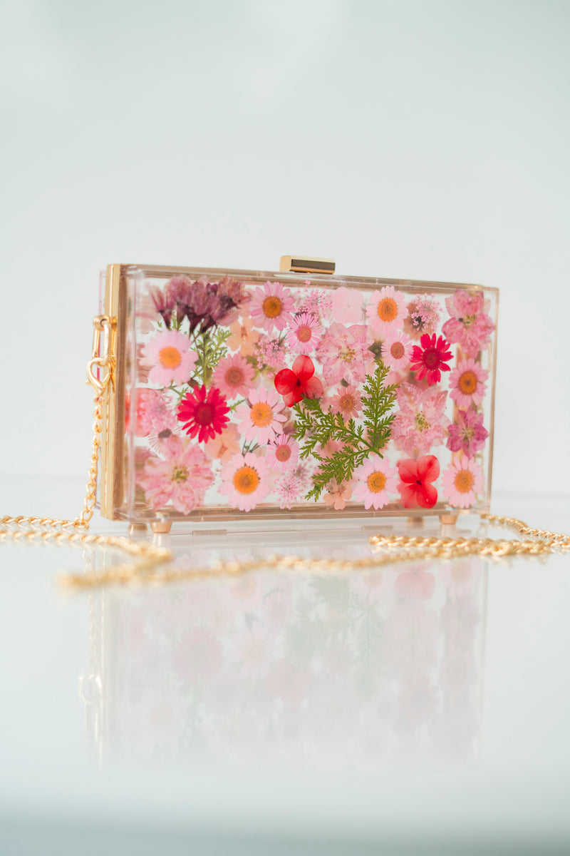PINK FLORAL CLUTCH