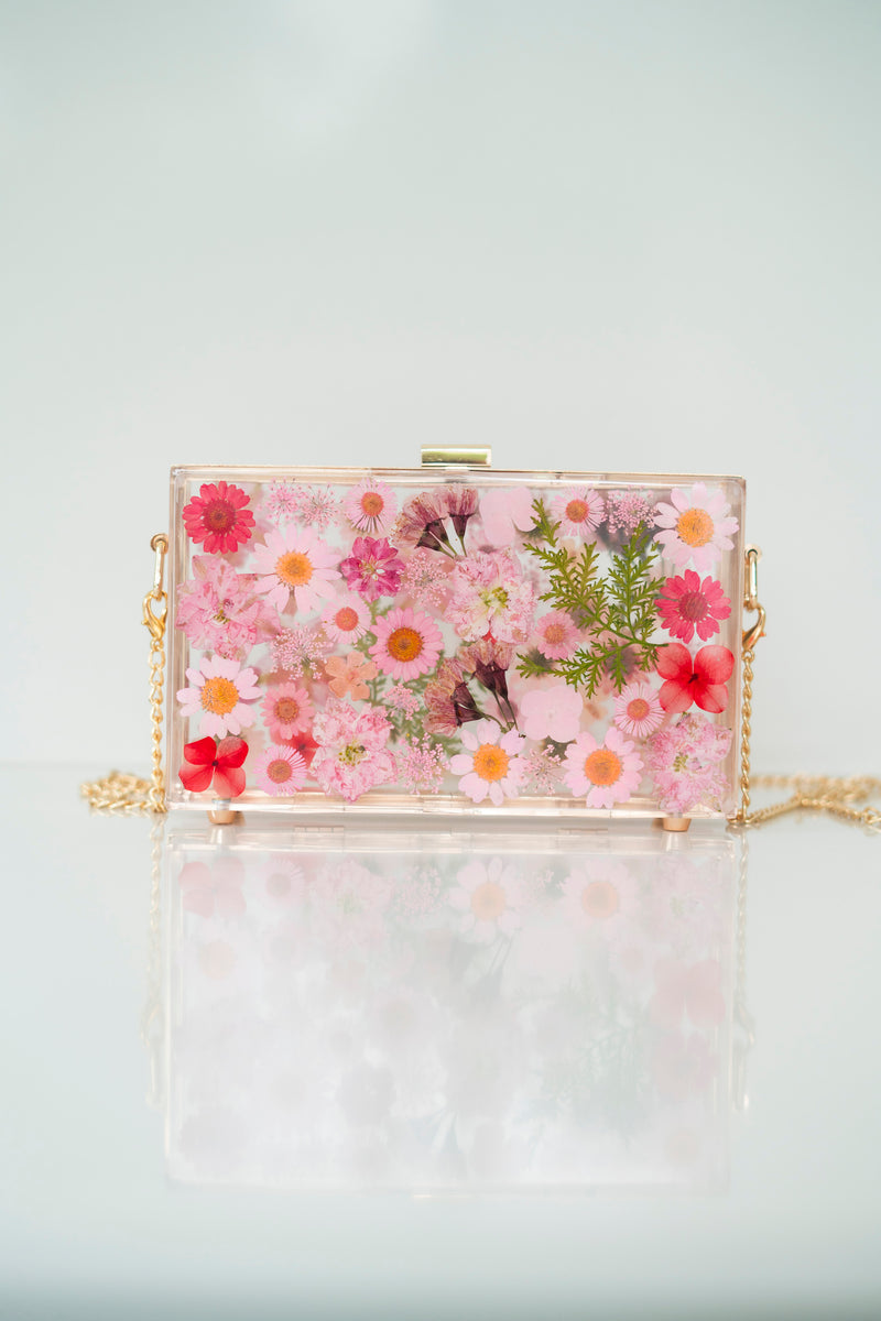 PINK FLORAL CLUTCH