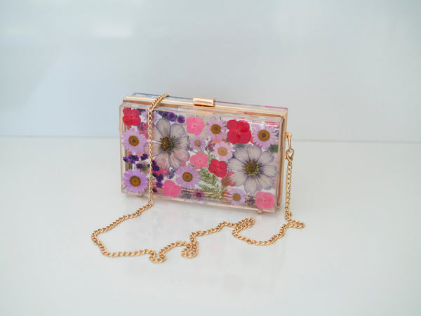 PURPLE/PINK FLORAL CLUTCH