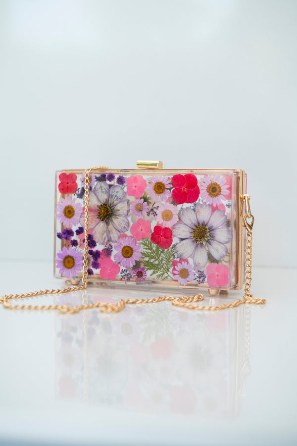 PURPLE/PINK FLORAL CLUTCH