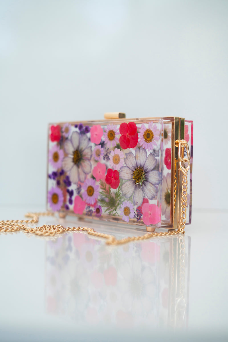 PURPLE/PINK FLORAL CLUTCH