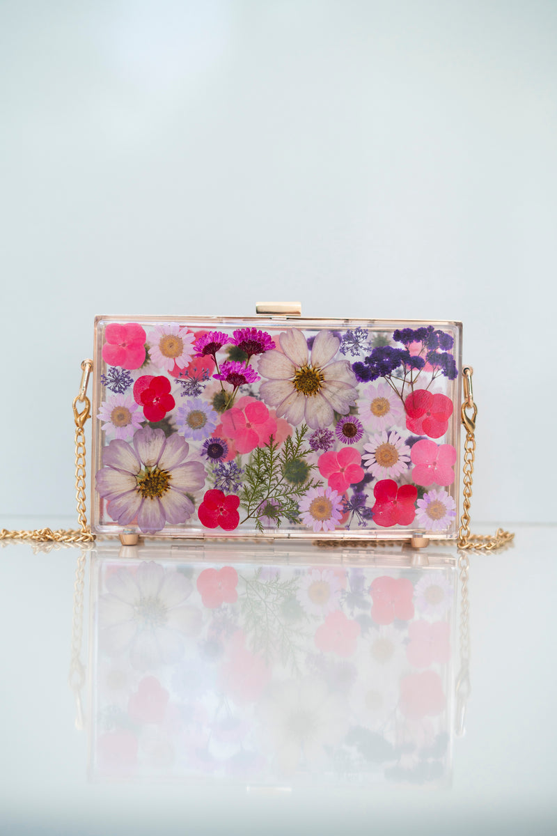 PURPLE/PINK FLORAL CLUTCH