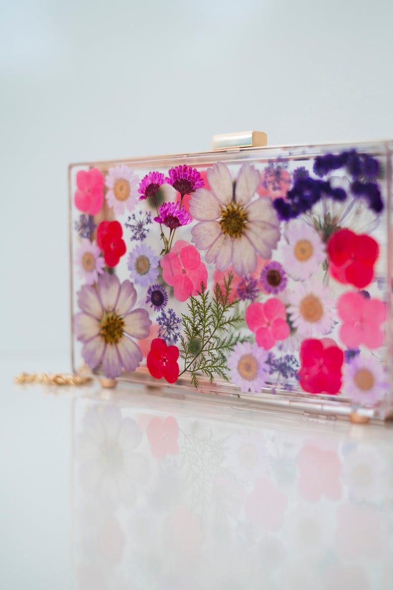 PURPLE/PINK FLORAL CLUTCH