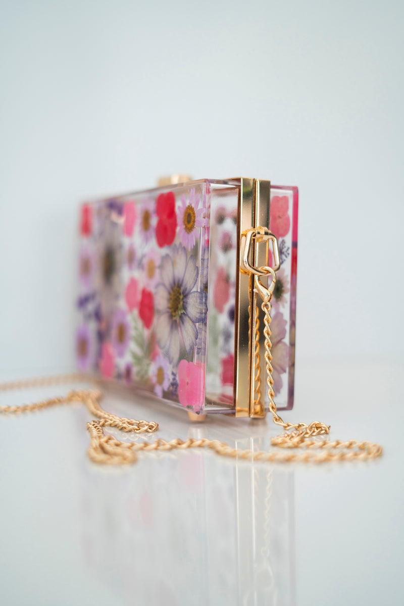 PURPLE/PINK FLORAL CLUTCH