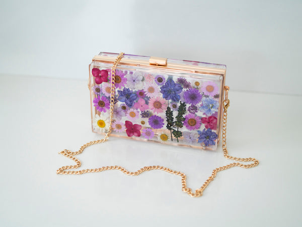 PURPLE FLORAL CLUTCH