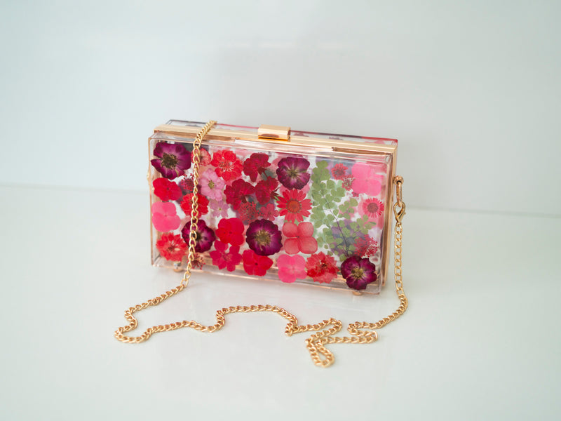 RED FLORAL CLUTCH