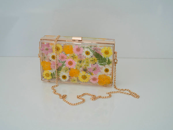 PINK/YELLOW FLORAL CLUTCH
