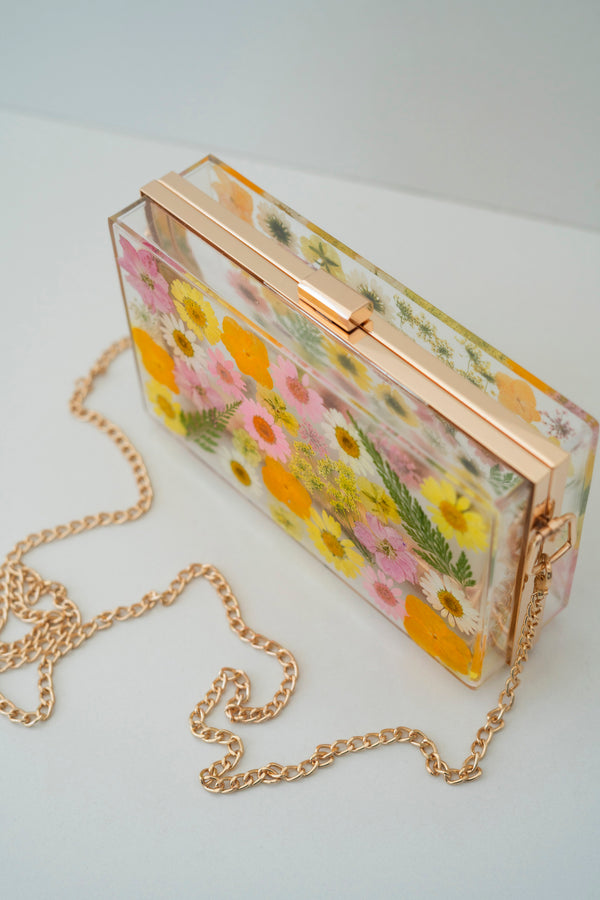 PINK/YELLOW FLORAL CLUTCH
