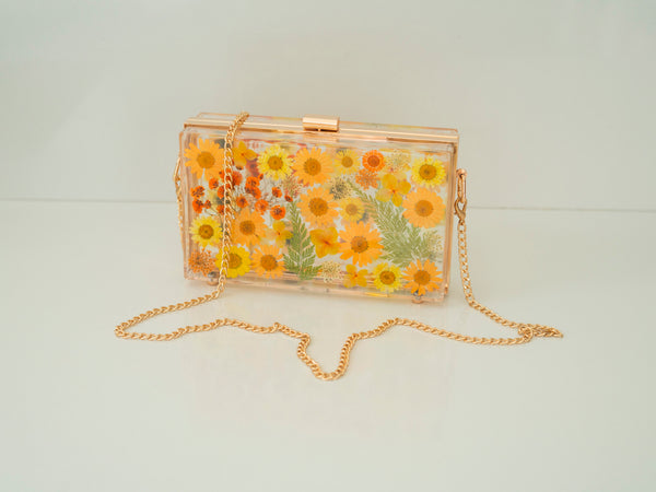 ORANGE/YELLOW FLORAL CLUTCH