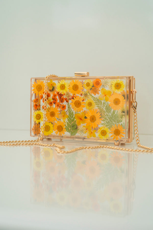 ORANGE/YELLOW FLORAL CLUTCH