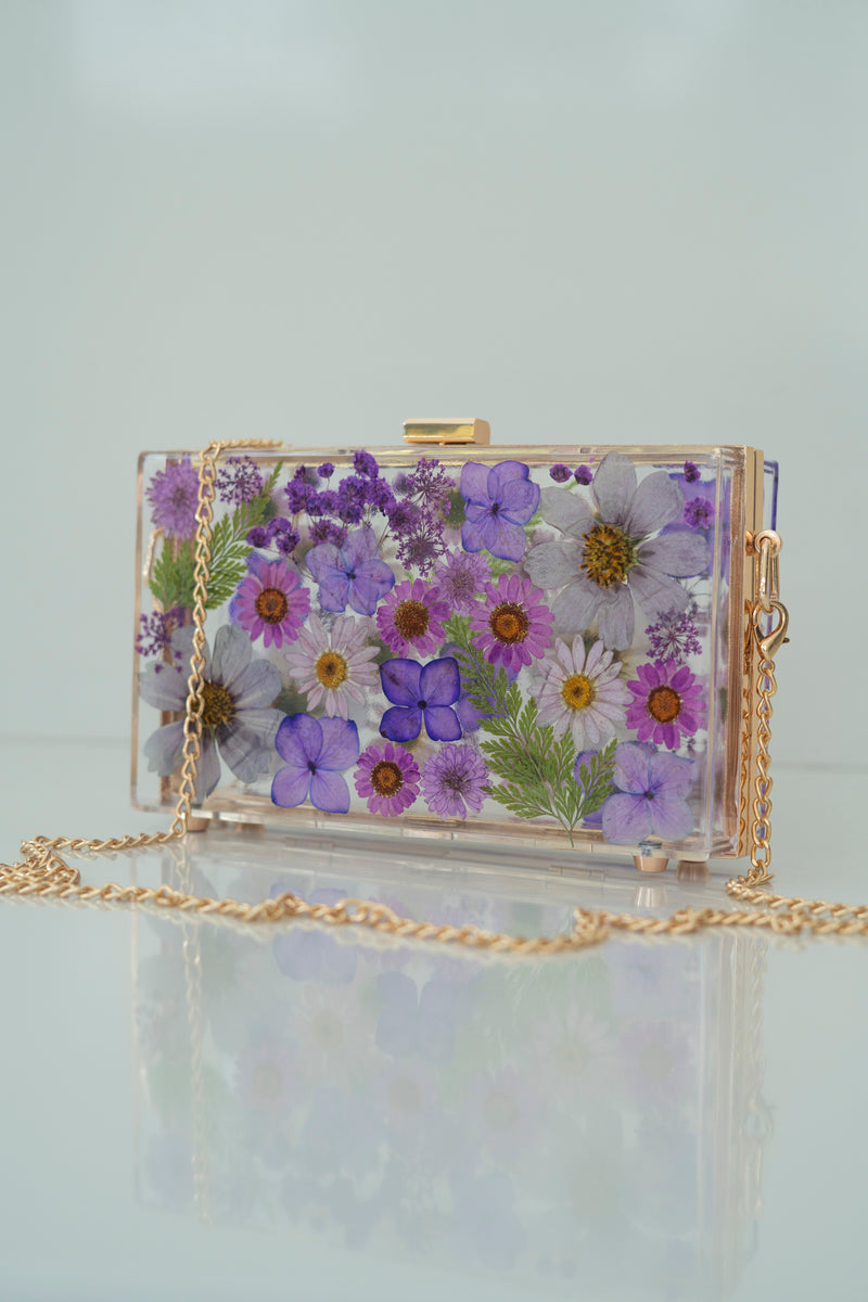 DARK PURPLE FLORAL CLUTCH
